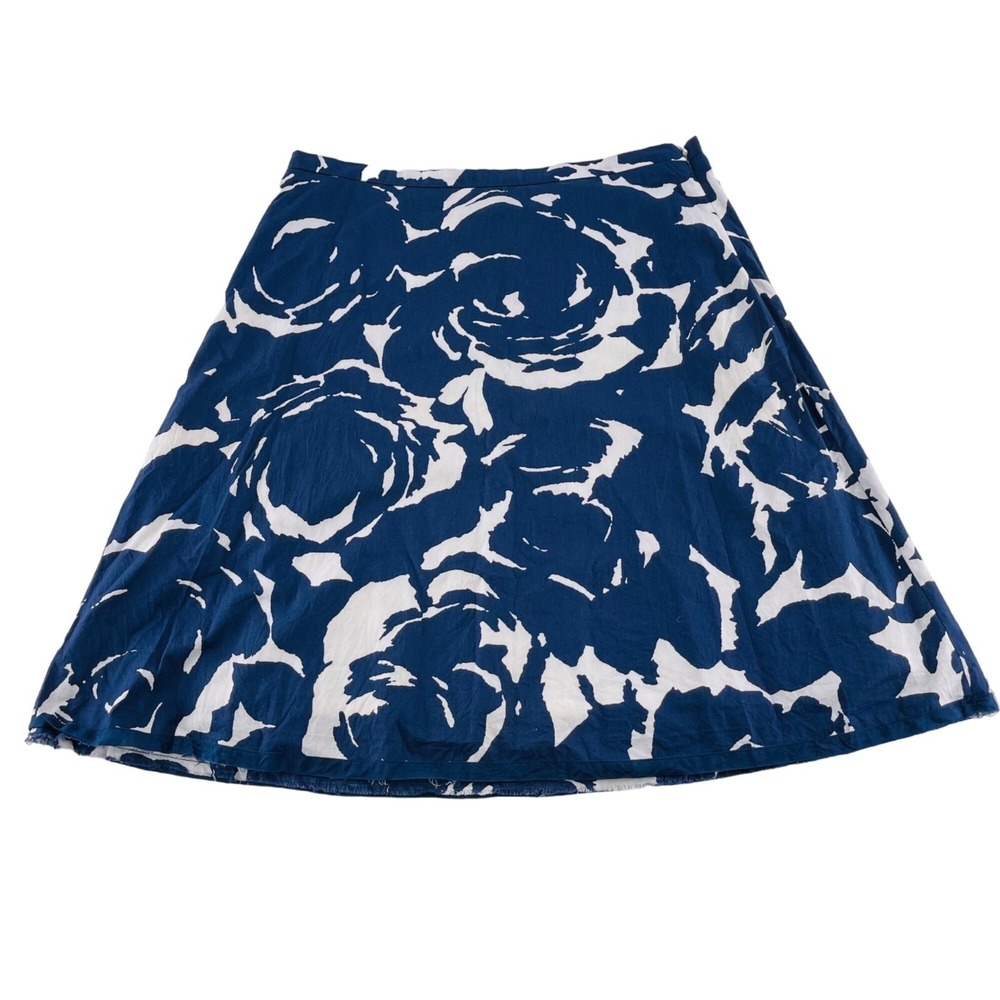 J.Crew Womens Blue & White Floral A-Line Skirt Size 6 Career Lined‎